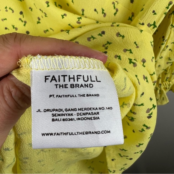Faithfull the Brand Edwina Mini Dress Size 4 Yellow Micro Floral Brunch Date NWT - Picture 11 of 12